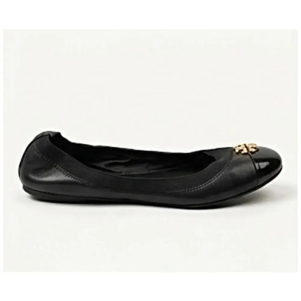 Tory Burch Black Cap Toe Ballet Flats Sz 9.5 154511 Perfect Black - Picture 2 of 6